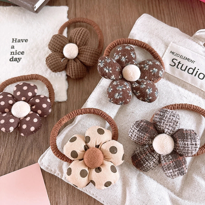 Girl'S Sweet Flower Cloth Hair Tie