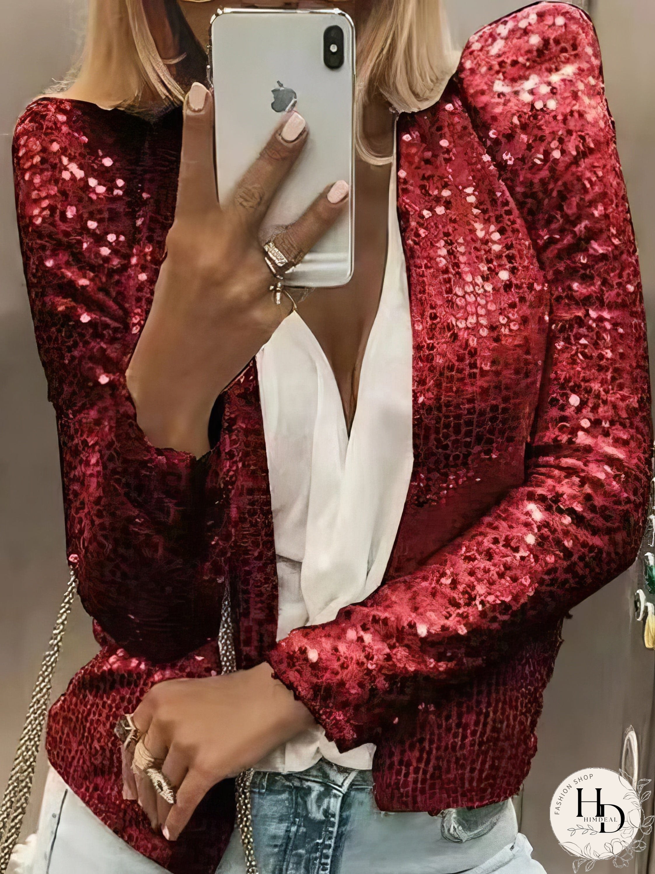Casual Sequined Long Sleeve Jacket