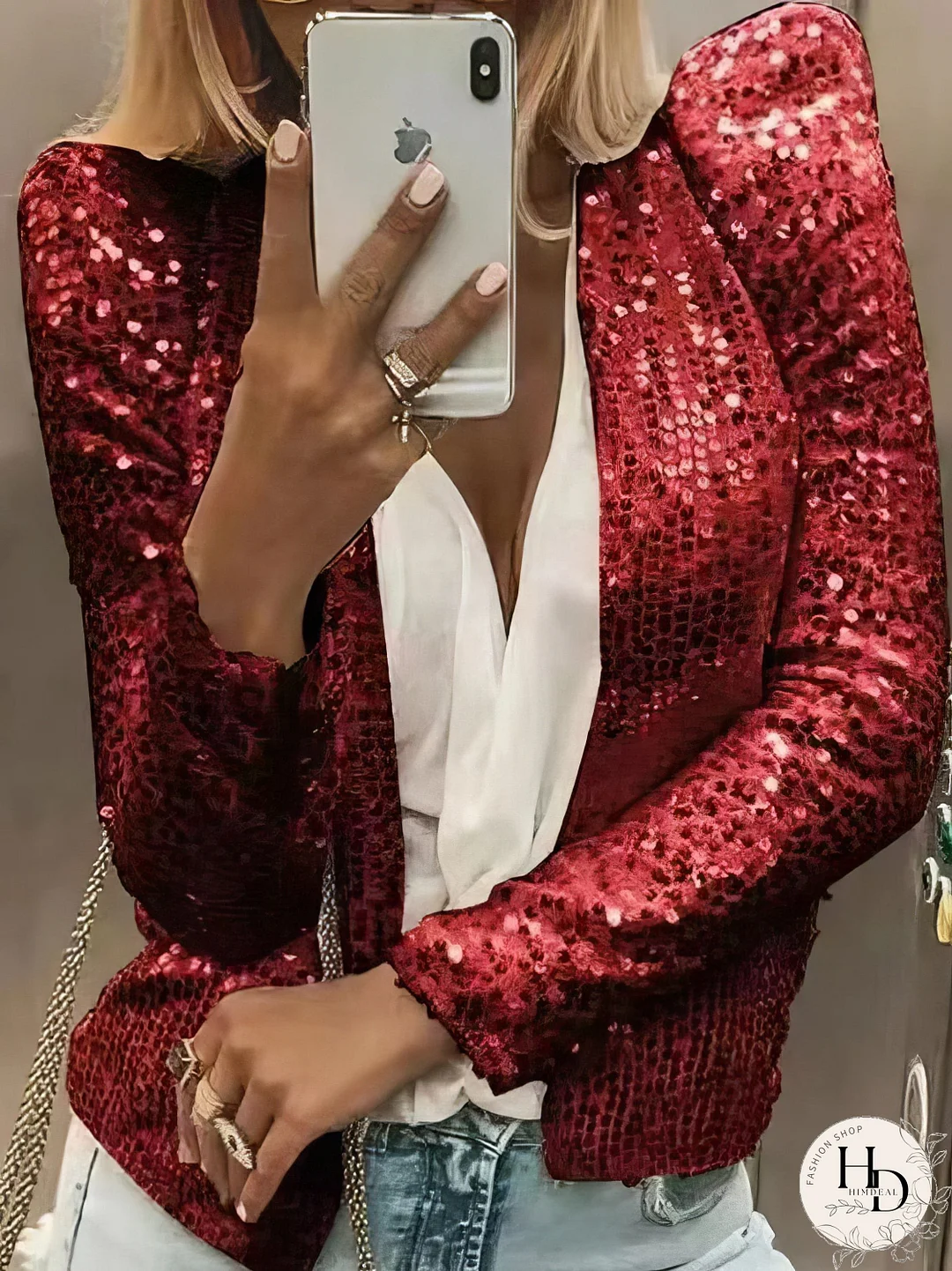 Casual Sequined Long Sleeve Jacket