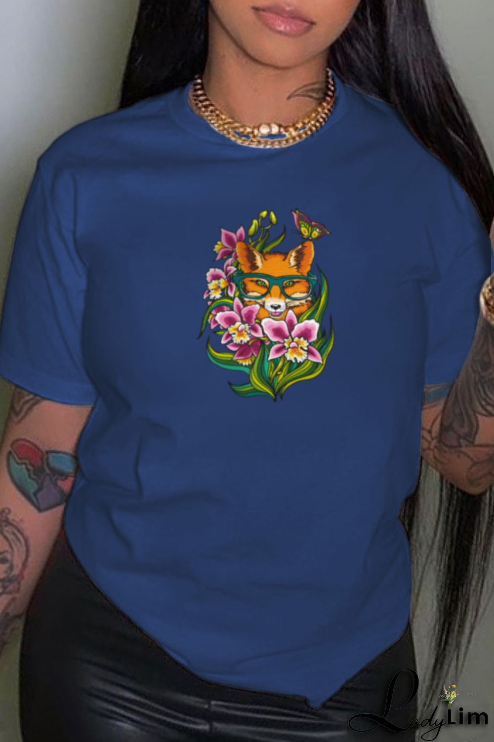 White Casual Simplicity Print Patchwork O Neck T-Shirts