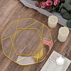 10 Pack | 10" Clear / Gold Geometric Design Plastic Dinner Plates, Disposable Octagon Party Plates