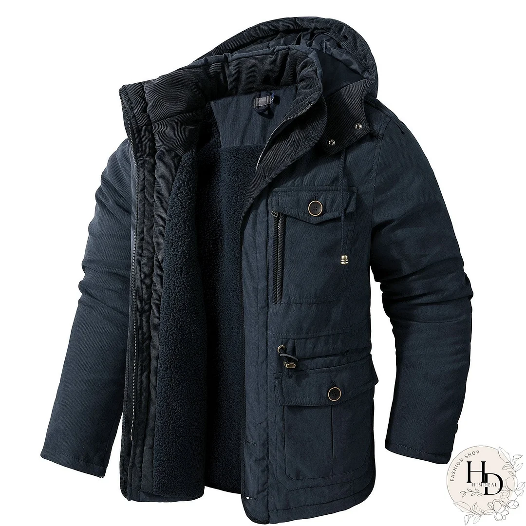Chaqueta de forro polar con capucha para hombre, con forro Sherpa, para exteriores, cálida, informal, con bolsillo