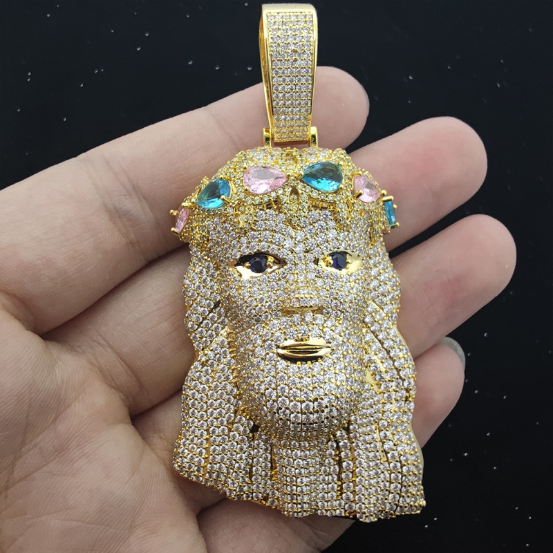 18k Gold Hip Hop Iced Out Big Jesus Piece Pendant Necklace-VESSFUL
