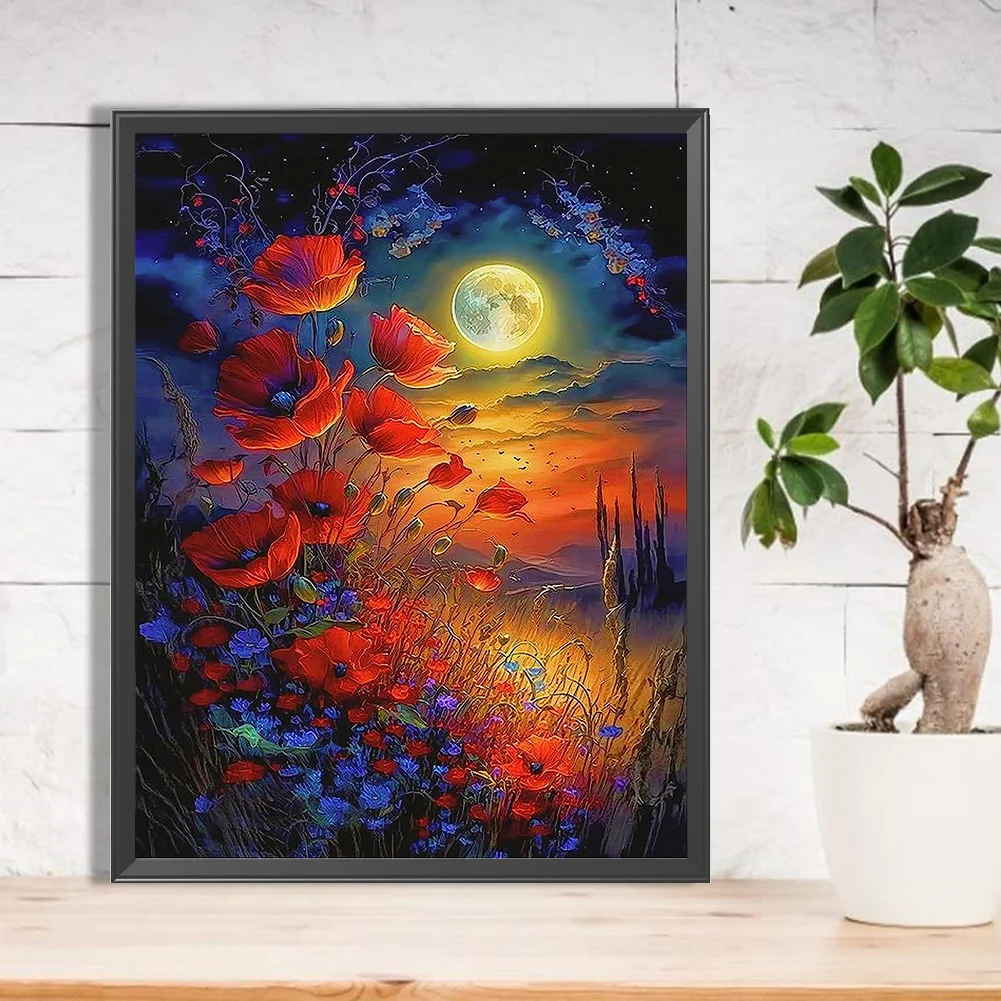 Diamond Painting - Full Round Drill - Poppy Moonlight(Canvas|30*40cm)