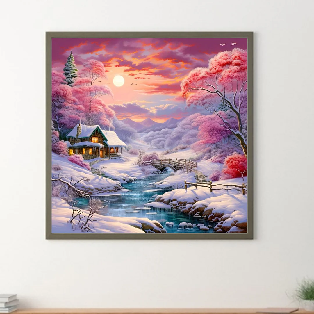 Diamond Painting - Full Round Drill - Snow Scene(Canvas|40*40cm)