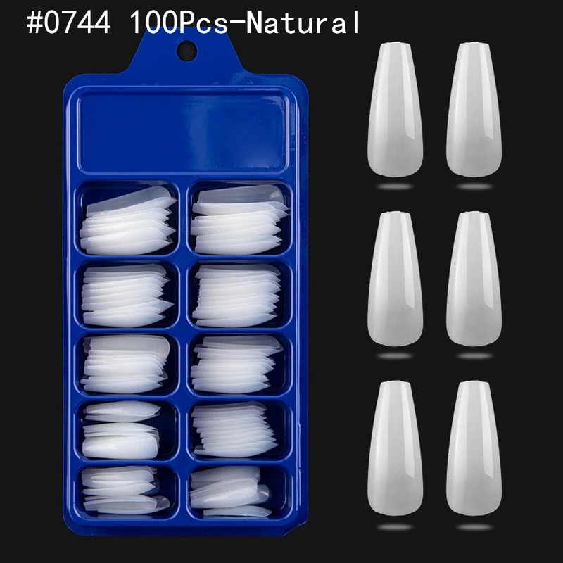 Lamemoria 100/500pcs/opp/box Fake Nails Coffin Nail Tips Press on Nails Natural Clear Long Ballerina DIY False Nail Full Cover-Nail Inspo