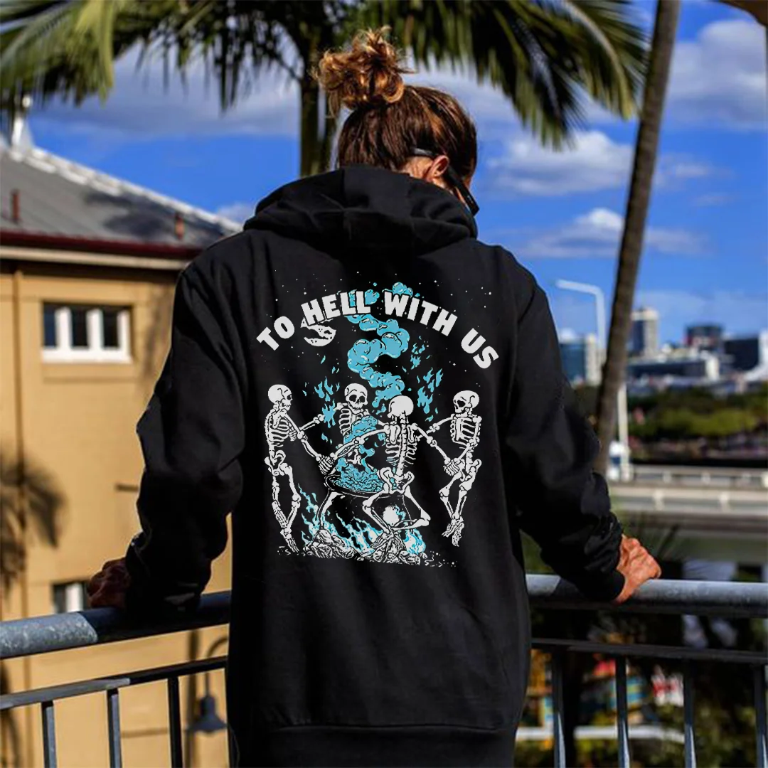 To Hell With Us Printed Casual Men's Hoodie - Krazyskull