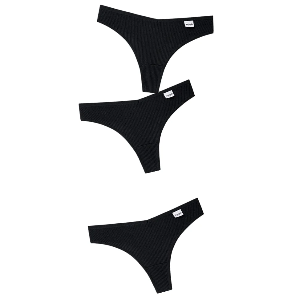 3PCS/Set G-string Panties Cotton Women's Underwear Sexy Panties Female Underpants Thong Solid Color Panty Lingerie T Back Design