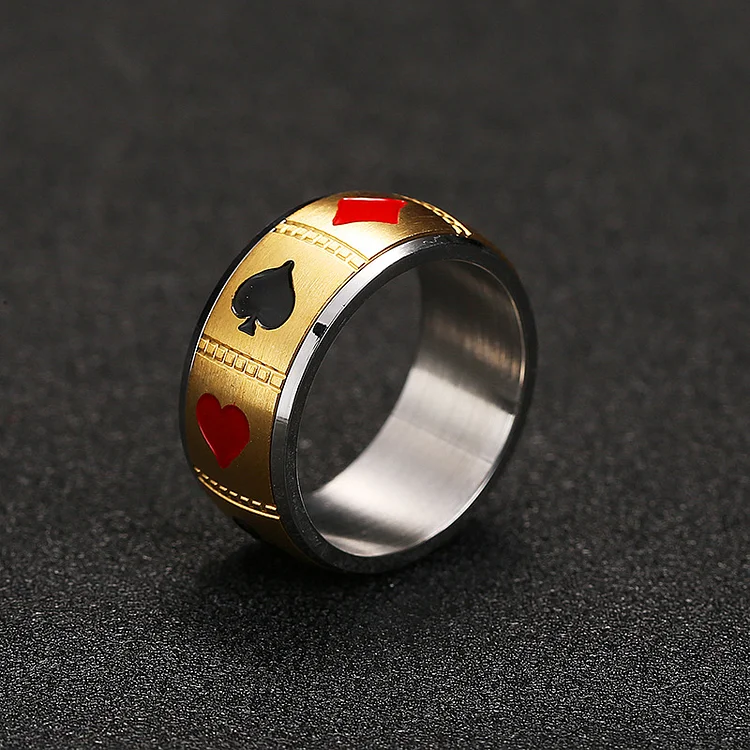 8mm Playing Card Stainless Steel Ring