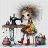 (US Only)Full Embroidery cotton Thread 11CT Printed Girl Cross Stitch Kit Art 40x40cm