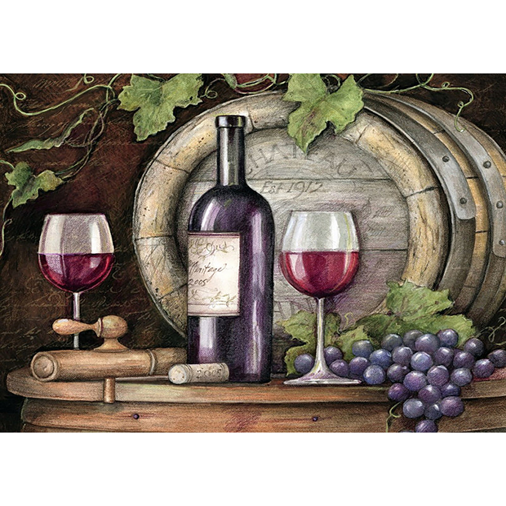 

40*30CM - Wine Glasss - Round Drill Diamond Painting, 501 Original