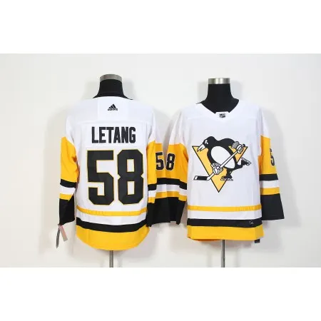 Men's  Pittsburgh Penguins #58 Kris Letang White Stitched NHL Jersey
