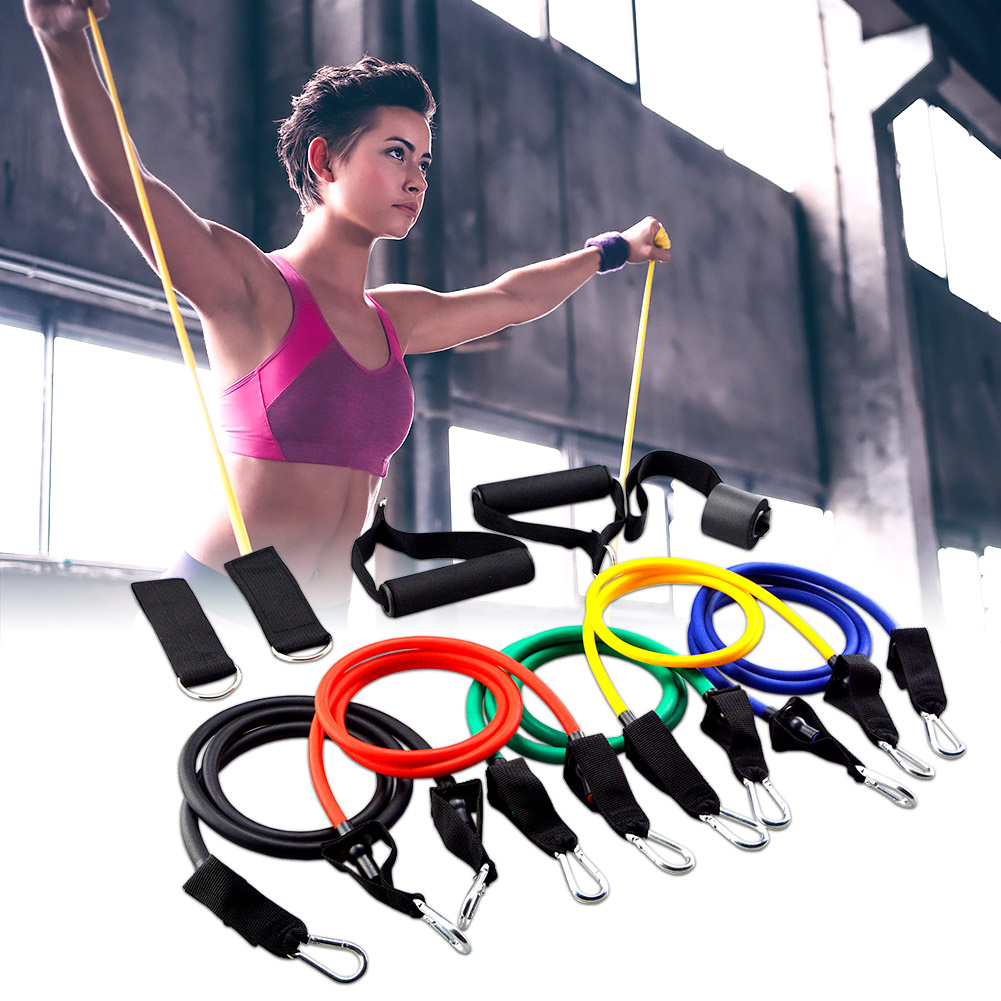 

11x Resistance Band TPE Elastic Pull Rope Home Gym Fitness Equipment Tool, 501 Original