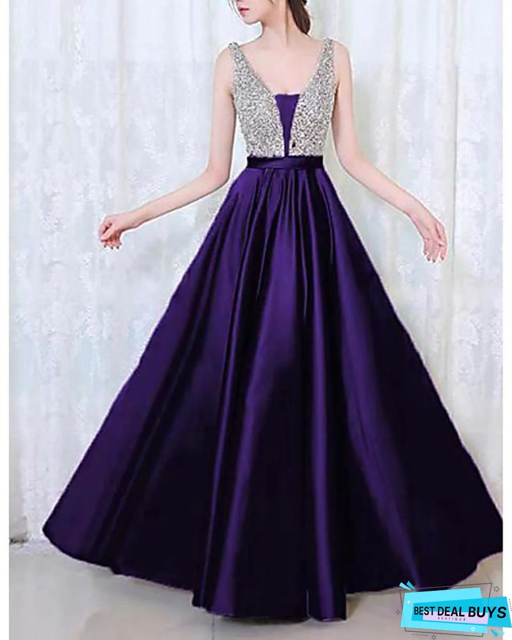 Women's A-Line Dress Maxi Long Dress Sleeveless Solid Colored Beaded Spring Summer Hot Black Purple Blushing Pink Green Black Dresses