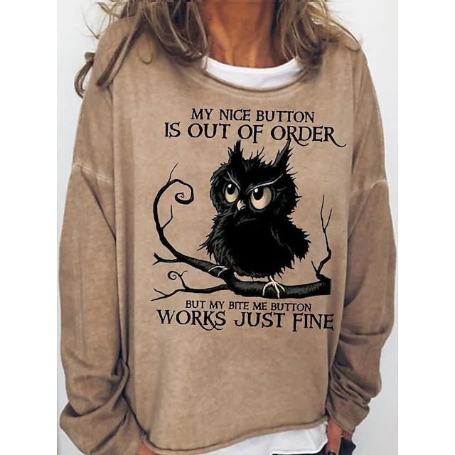 Women's My Nice Button Is Out Of Order But My Bite Me Button Works Just Fine Funny Print Casual T-Shirt