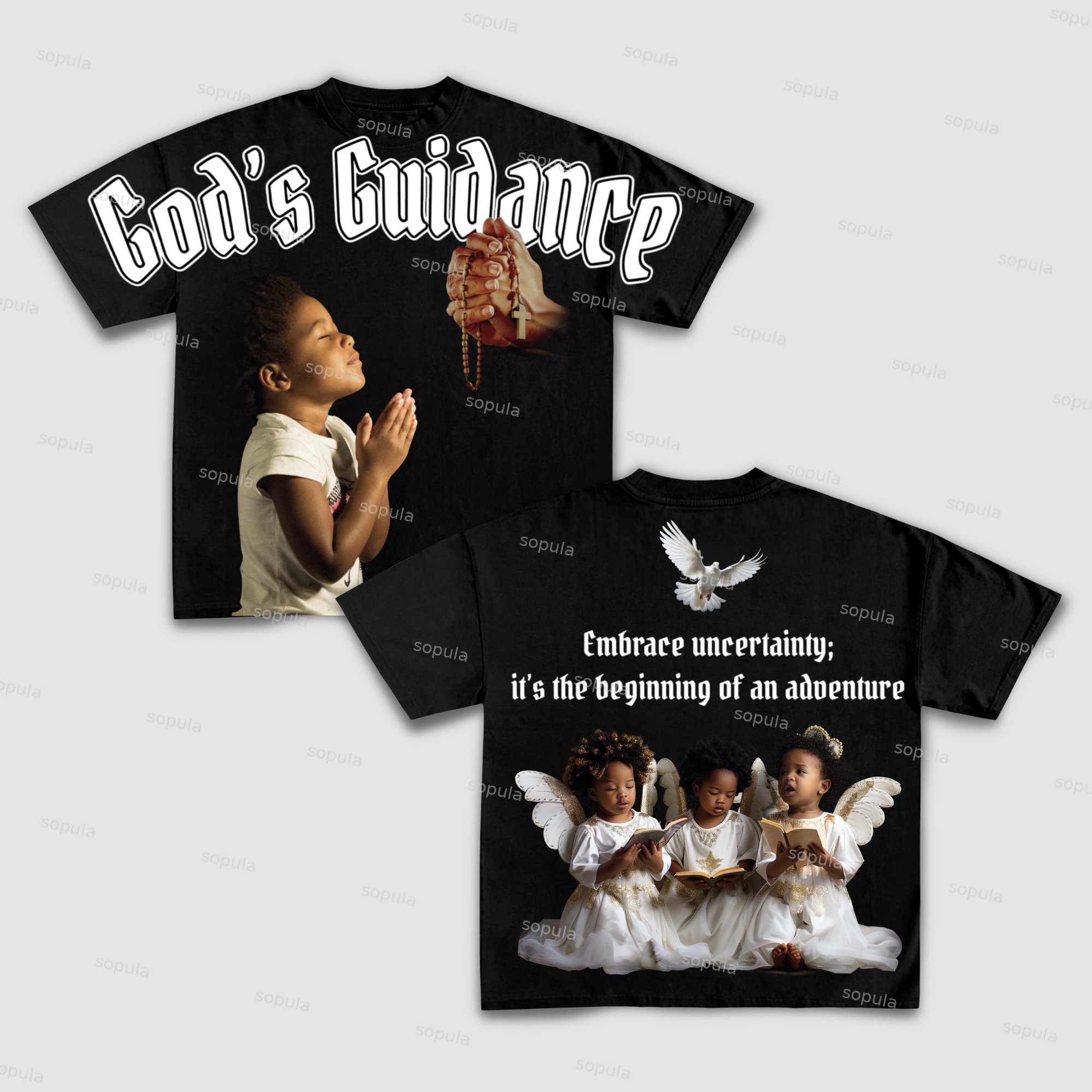 Casual God's Guidance Print Cotton T-Shirt - SOPULA