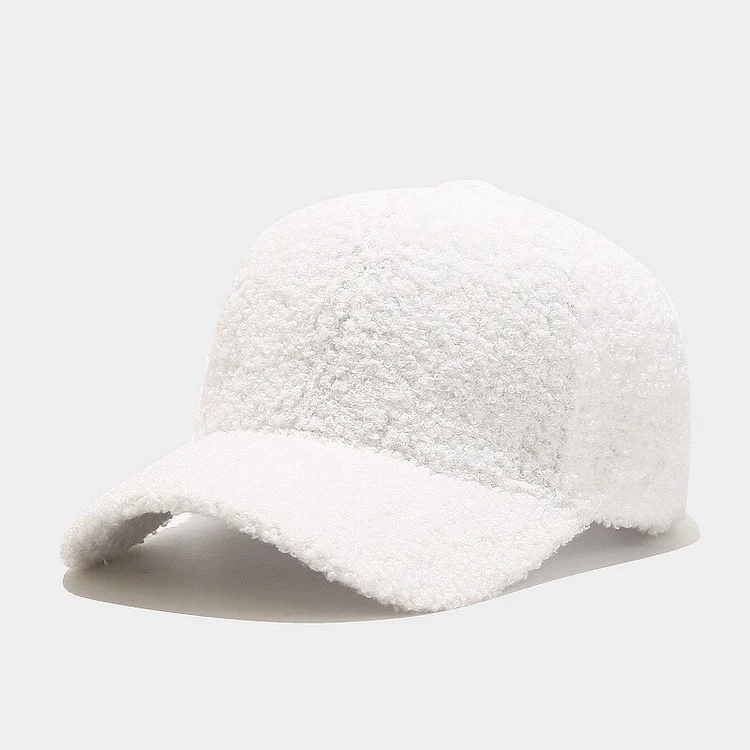 Wool Baseball Cap Autumn Winter Solid Color Lamb Wool Men Women Warm Tide Literature Art Retro Leisure Duck Tongue Cap Women