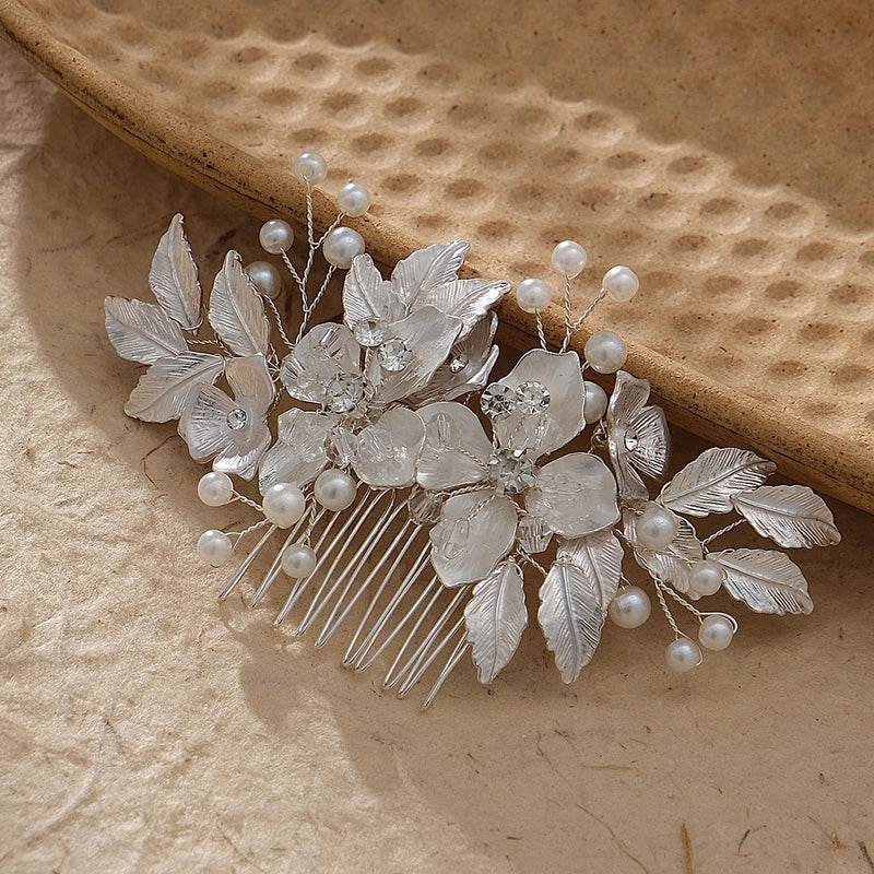 Elegant Bridal Women’s Flower Alloy Diamond Insert Comb