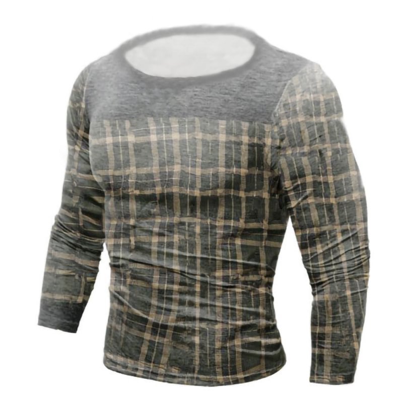 Mens Outdoor Plaid Casual T-shirt-Compassnice®