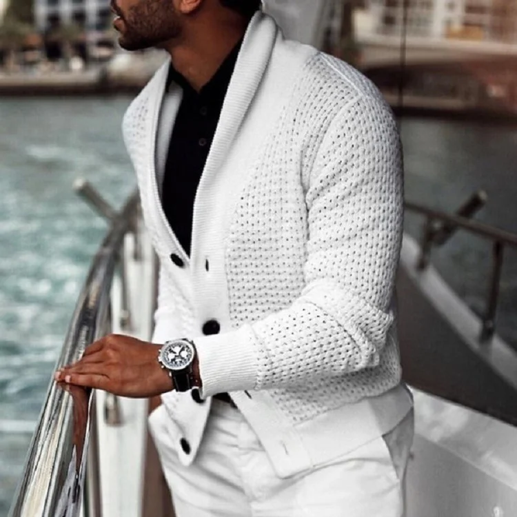 Mongw Mongw Fashion Autumn And Winter Men's Cardigan Pure Color Fashion Casual Slim Knit Cardigan Sweater Man