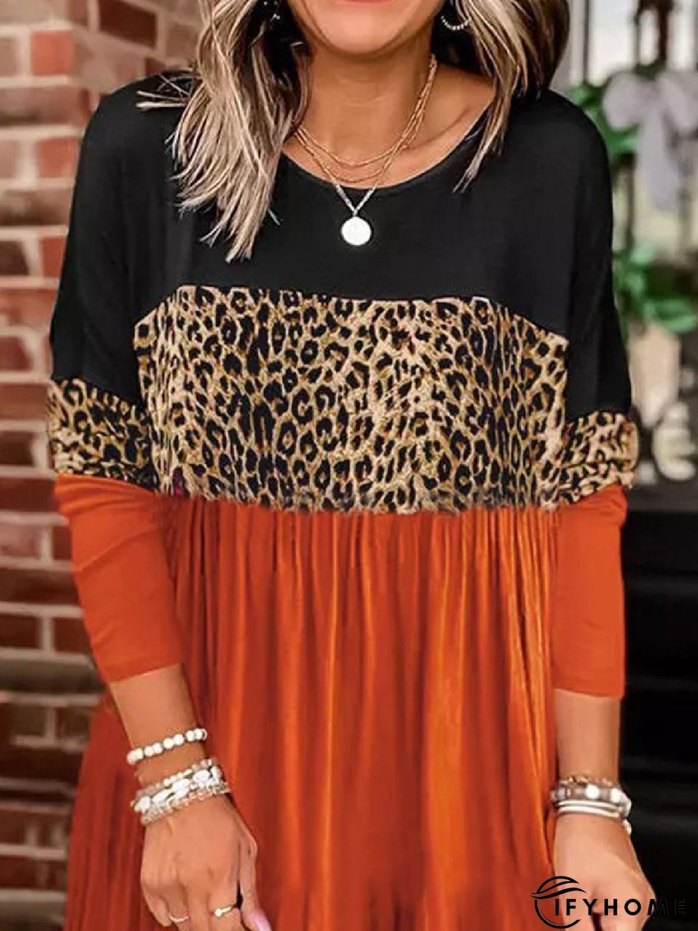 Casual Crew Neck Long Sleeve Knitting Dress | IFYHOME