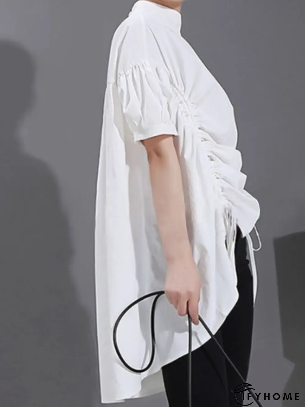 Daily Stand Collar Drawstring Statement Shift Top | IFYHOME