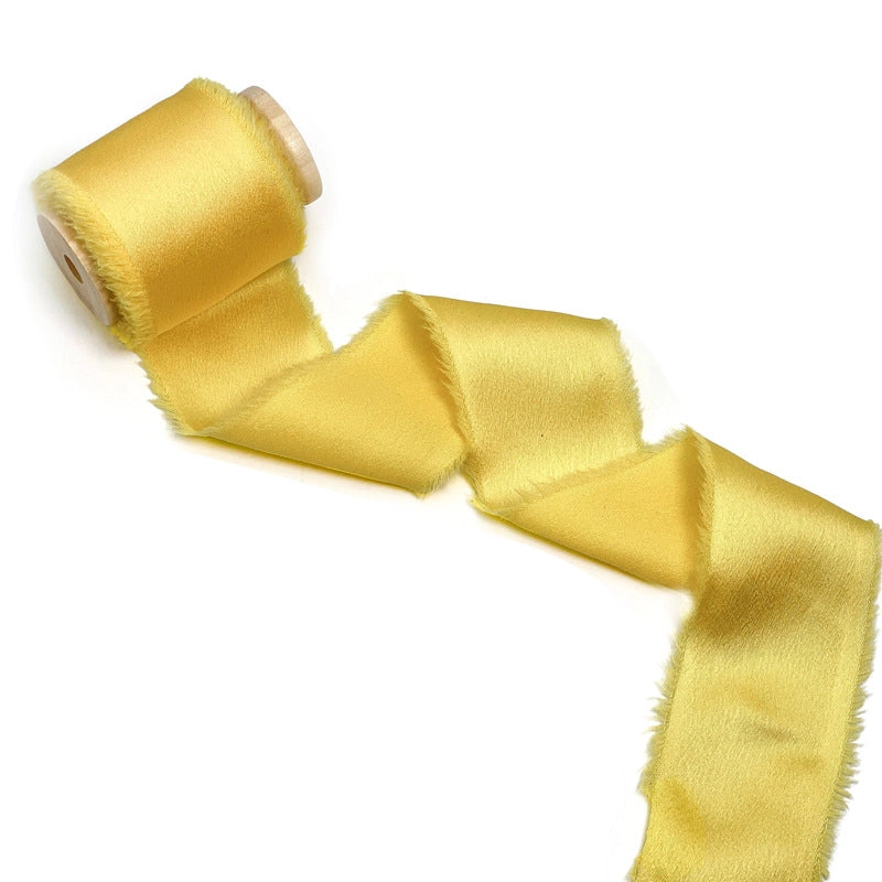 Satin Hand Ripped Burr Cloth Strip Ribbon New Year Ribbon Soft Decorative Hair Ribbon Flowers Ribbon Christmas Ribbon