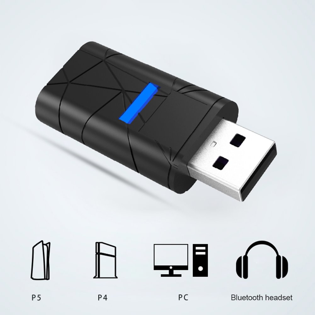 USB Bluetooth Receiver for PS5 PS4 Controller PC Wireless Audio Transmitter