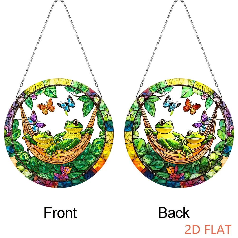 2D Flat DIY Diamond Art Pendant Window Hanging Art for Home Wall Decor (Frog 2)