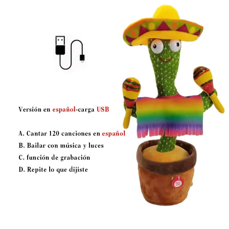 Dancing Cactus With USB 120 Arabic Songs Captus Dancer For Kids Funny Cactus Dancer Toy In Spanish