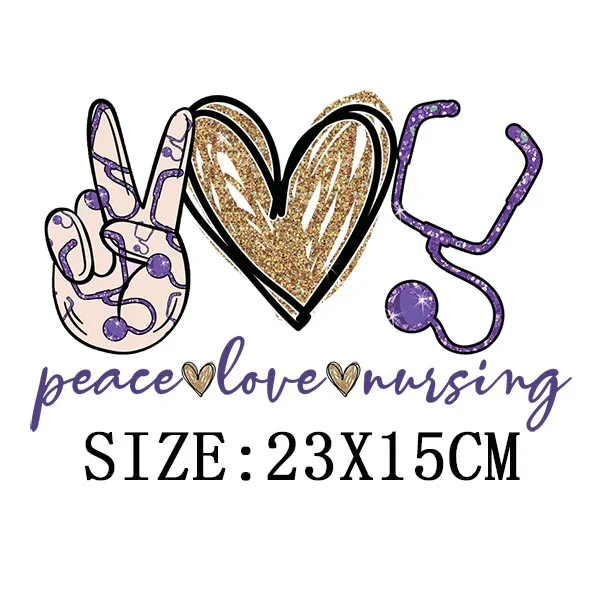 Peace Love Teach Thermal Sticker On T-shirt DIY Washable Patch On Clothes Funny Design Iron On Transfer For Hoodies Bag Applique