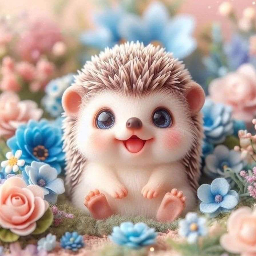 Flower Hedgehog 30*30cm(canvas) full round drill diamond painting