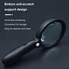 Handheld Magnifying Glass with LED Light & 3 Brightness Levels Illuminated Book Magnifier USB Rechargeable for Senior Reading Coin Stamps Inspection Gift (Black)