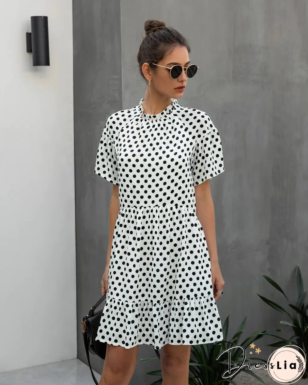 Fashionable Polka Dot Women's Dress For Summer