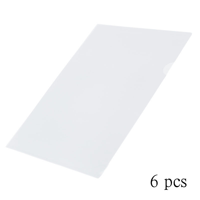 6 pcs L-shaped Transparent Folder PP Single-page Folder A4 Two-page Folder File Storage File Bag Contract Protective Cover