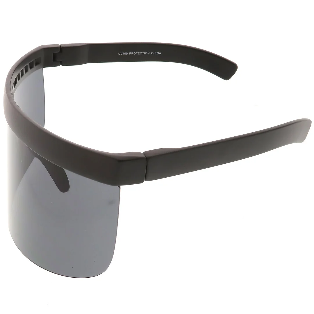 Futuristic Oversize Shield Visor glasses Flat Top Mirrored Mono Lens 172mm