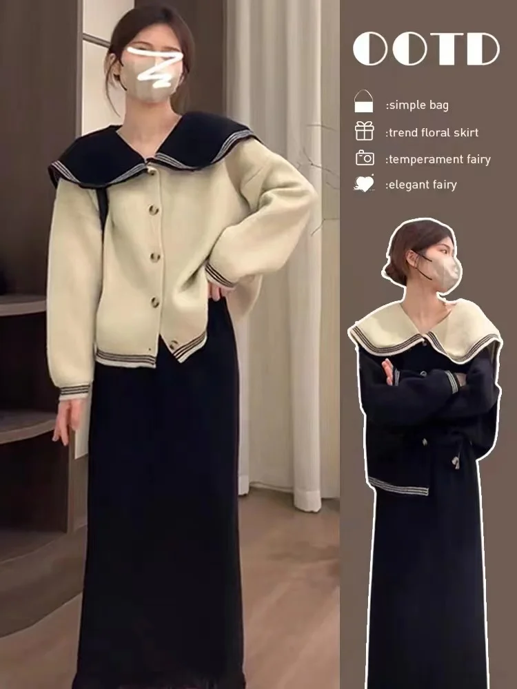 Toloer Toloer Collar Autumn 2024 New Loose Casual Age Reduction Doll Collar Cardigan Korean Version Show Thin Sweater Women-Outfit Ideas