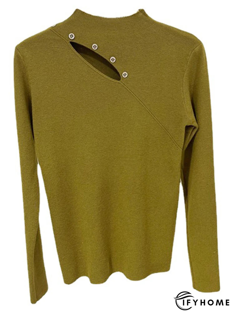 Women's Acrylic Mock-Neck Full Sleeves Solid Pattern Sweater | IFYHOME