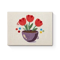 Vibrant Tulips in Pot - Punch Needle
