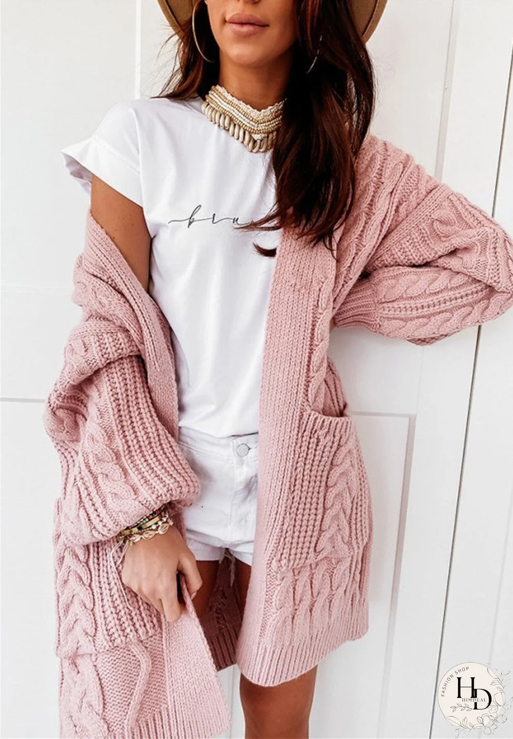 Cable Knit Long Open Front Oversize Sweater Outerwear