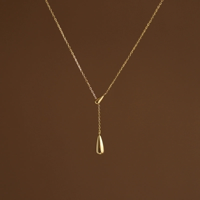 Fashion Water Droplets Titanium Steel Plating Pendant Necklace 1 Piece