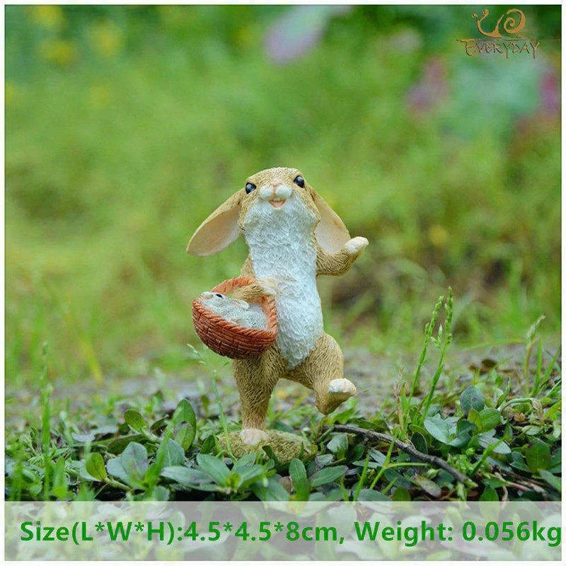 Everyday Collection Easter Decorations for Home Cute Rabbit Figurines Miniature Tabletop Ornaments Fairy Garden Thanksgiving