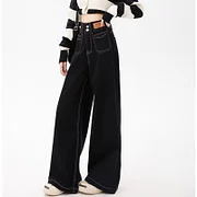 Swag Outfits – Black Wide Leg Jeans Women High Waist Streetwear Baggy Straight Denim Pants Autumn Korean Fashion Casual Y2K Vintage Trousers | Buyergood