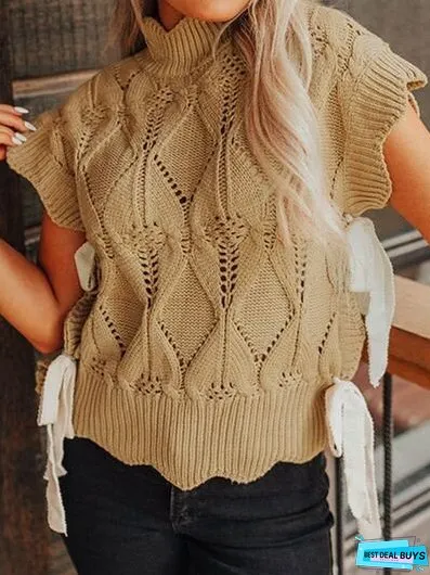 Openwork Turtleneck Sweater Vest