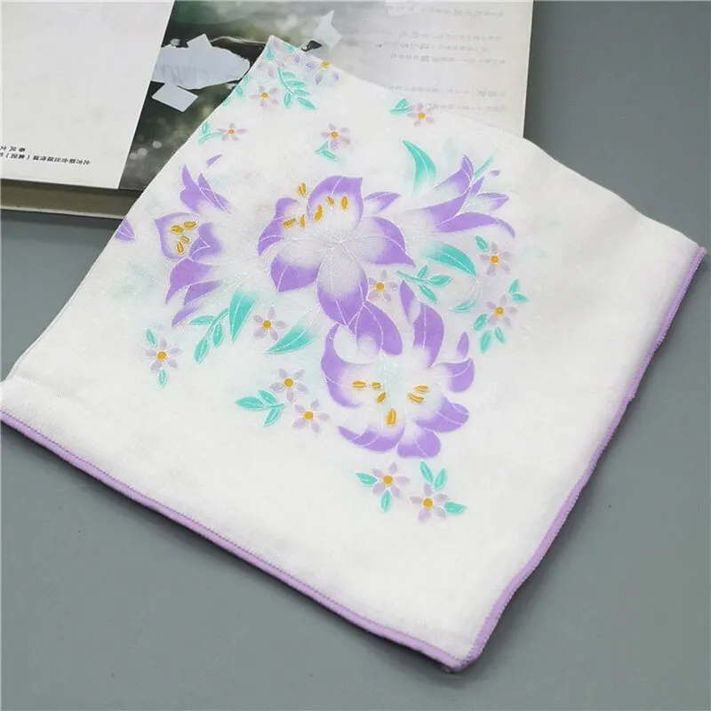 Handkerchiefs Women Kawaii Printing Simple Square Towel Pocket Elegant All-match Womens Leisure Female Cute Handkerchief Cotton