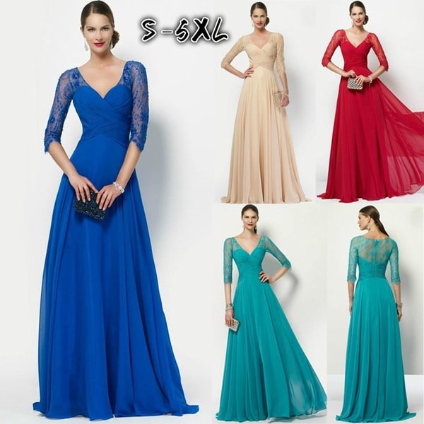 V-neck Maxi Dress Sexy Fashion Women Party Dress Plus Size Ladies Prom Dress NB0129 - Shop Trendy Women's Fashion | TeeYours