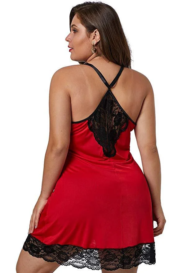 Churchf Sex Lingerie Sexy Plus-Size Women's Sling Lace Lace Satin Cloth Pyjab