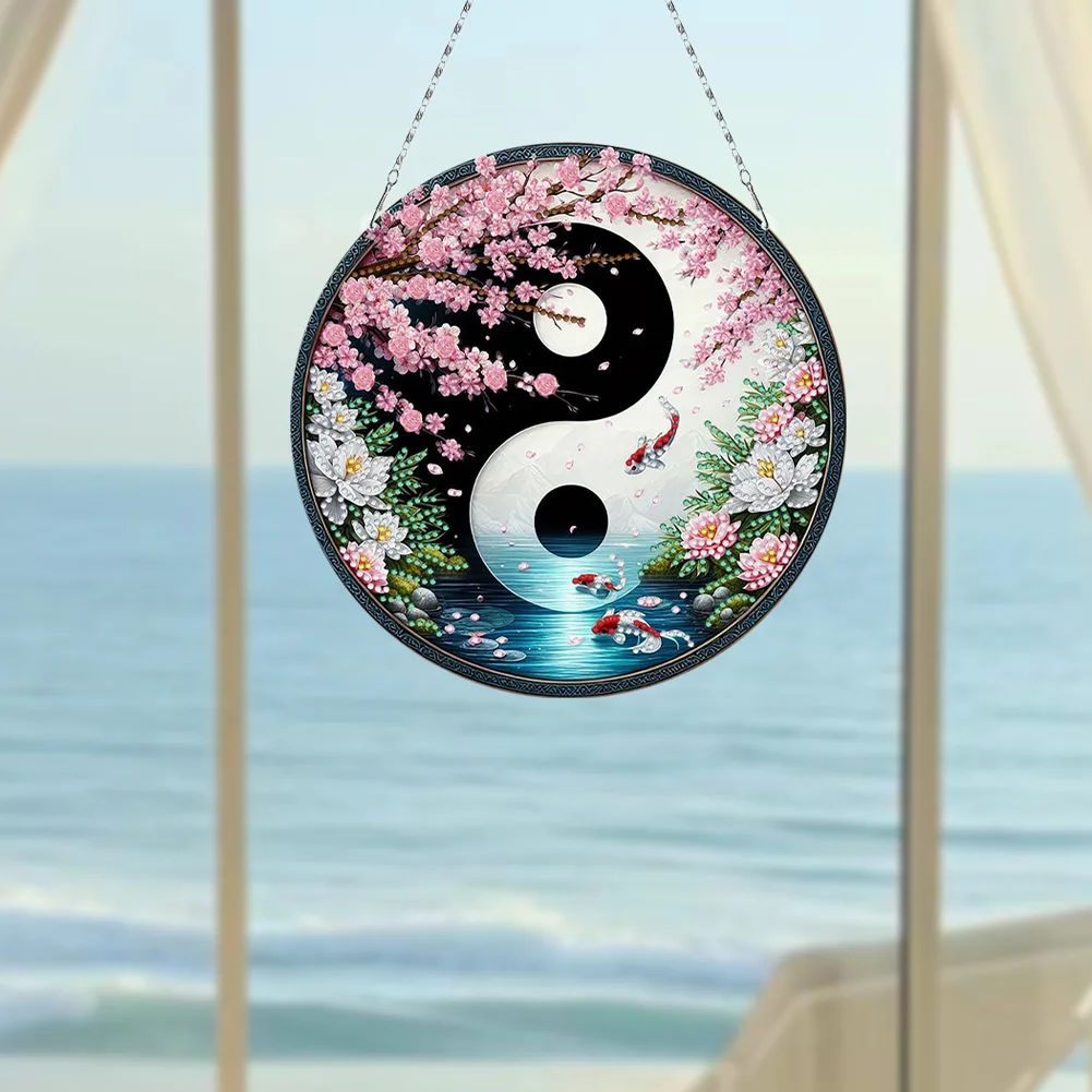 Fish Yin Yang 2D Flat DIY Diamond Painting Set Diamond Art Pendant Home Decor