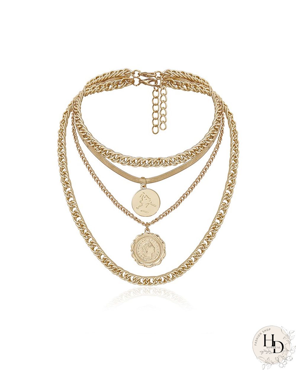 Soild Color Hip-hop Metalic Round Lace Tag Chain Necklace