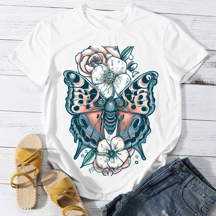 Lovely Butterfly  Women Round Neck T-shirt BSTCA0011